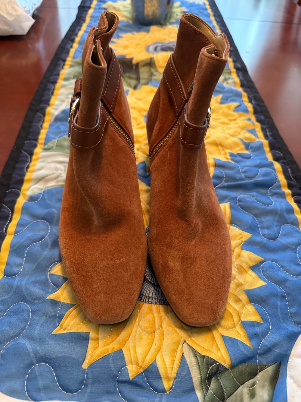 Banana Republic Chestnut Suede Ankle Boots with Buckle - Picture 2 of 4